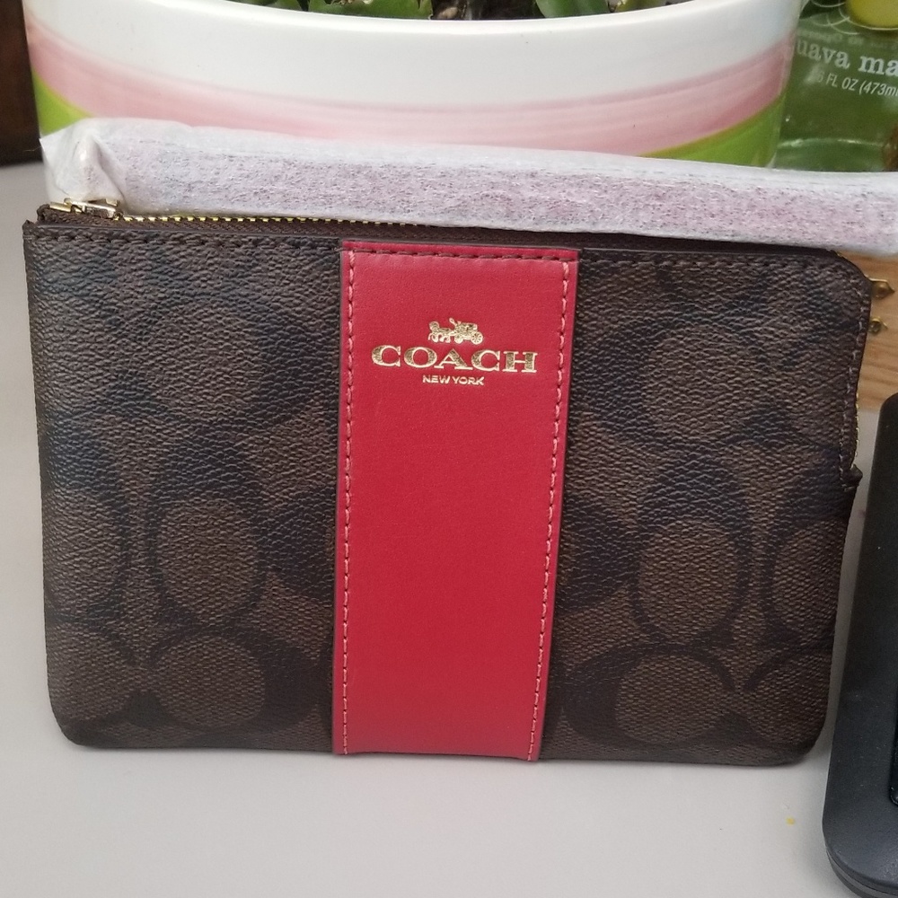 Coach Signature Wristlet in Red 🔥